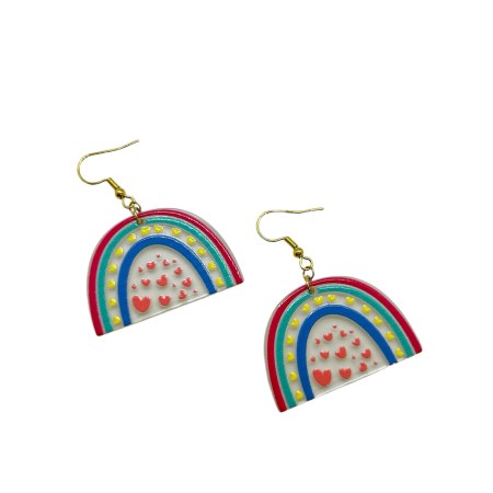 earrings steel gold hooks rainbow